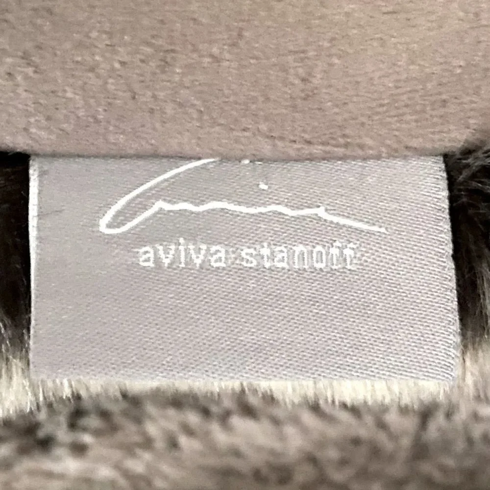 NWOT NEW Aviva Stanoff Black/Brown Faux Fur Luxury Designer Pillow 20